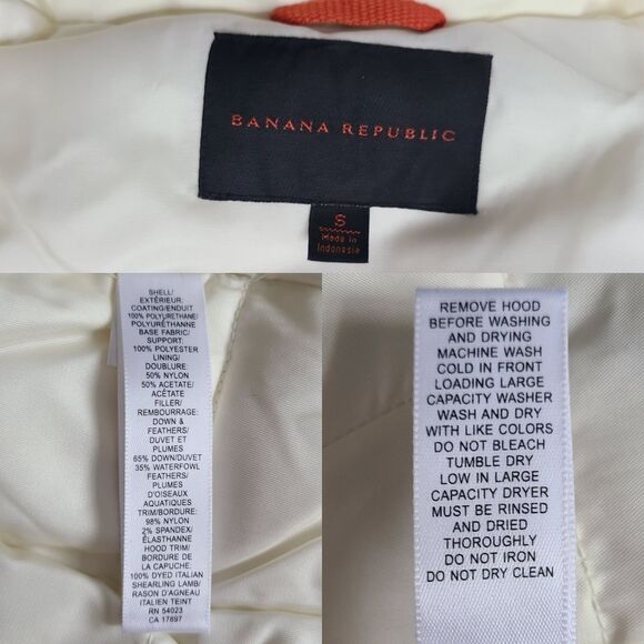 Banana Republic|White Hooded Down Winter Coat, SMALL - Picture 9 of 10